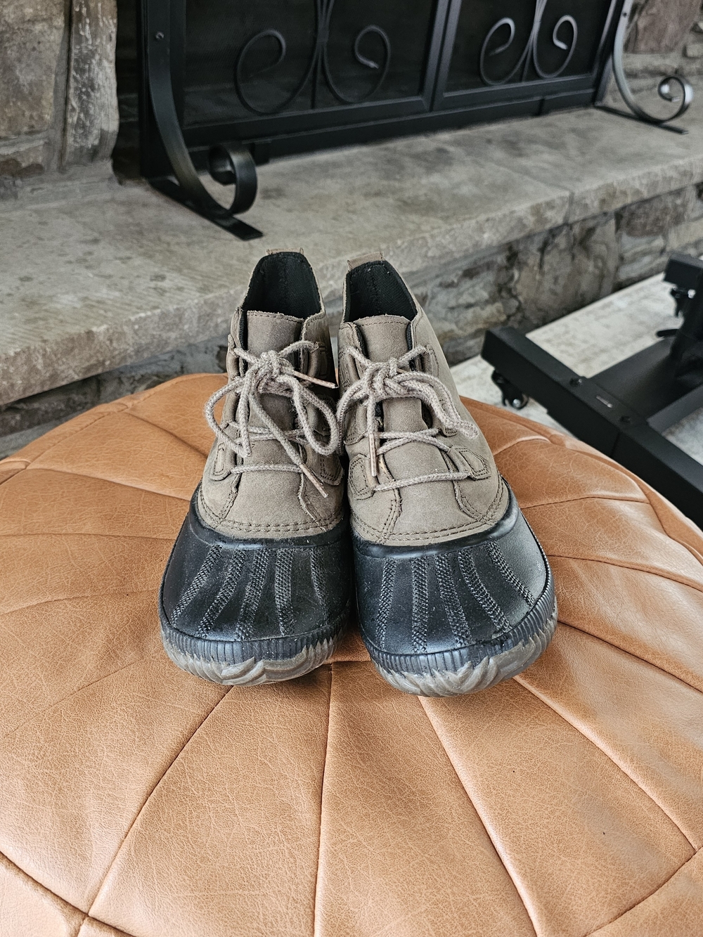 Sorel Taupe Suede and Black Rubber Duck Boots